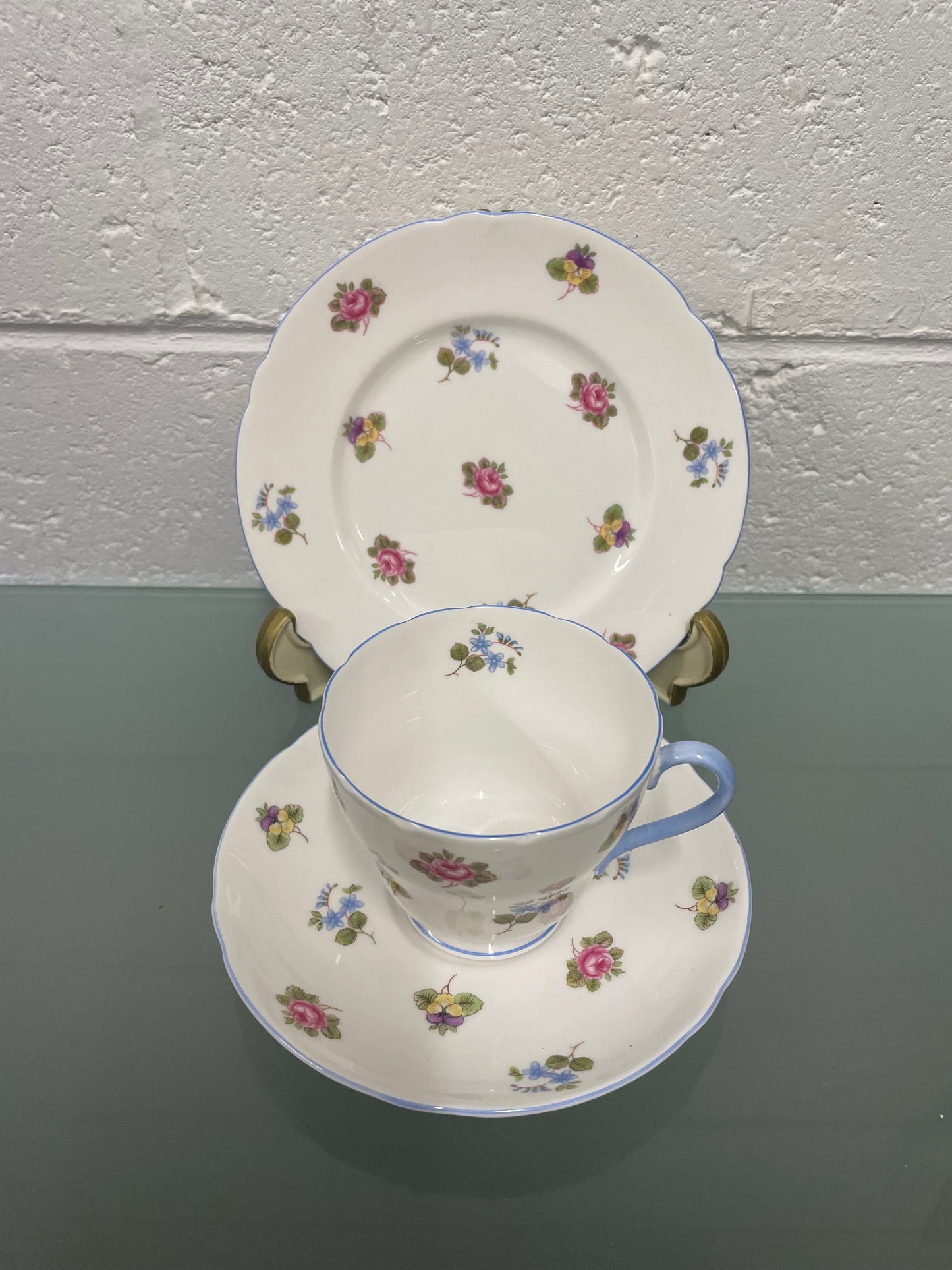 Shelley China Trio Made in England "Rose Pansy Forget-Me-Not" 13424