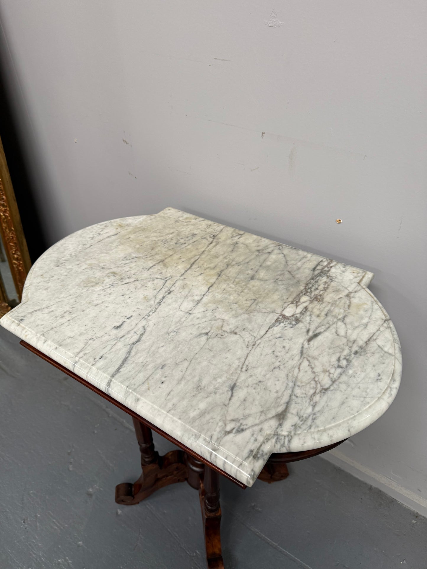 Bevilled Marble Top Mahogany Side Table With Birdcage Base