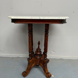 Bevilled Marble Top Mahogany Side Table With Birdcage Base