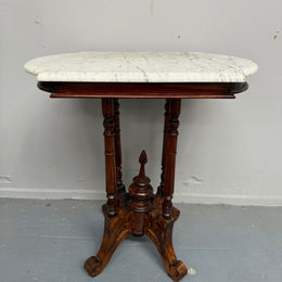 Bevilled Marble Top Mahogany Side Table With Birdcage Base