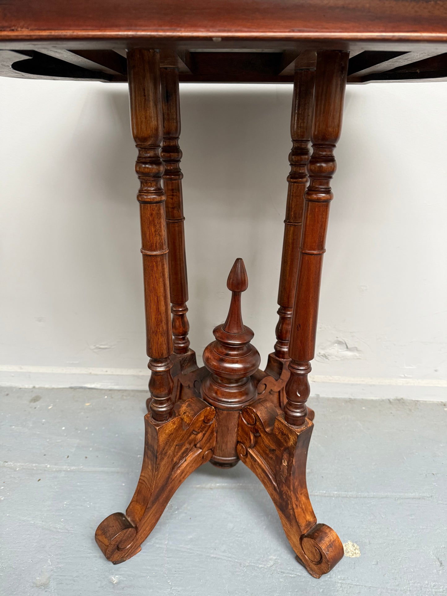 Bevilled Marble Top Mahogany Side Table With Birdcage Base