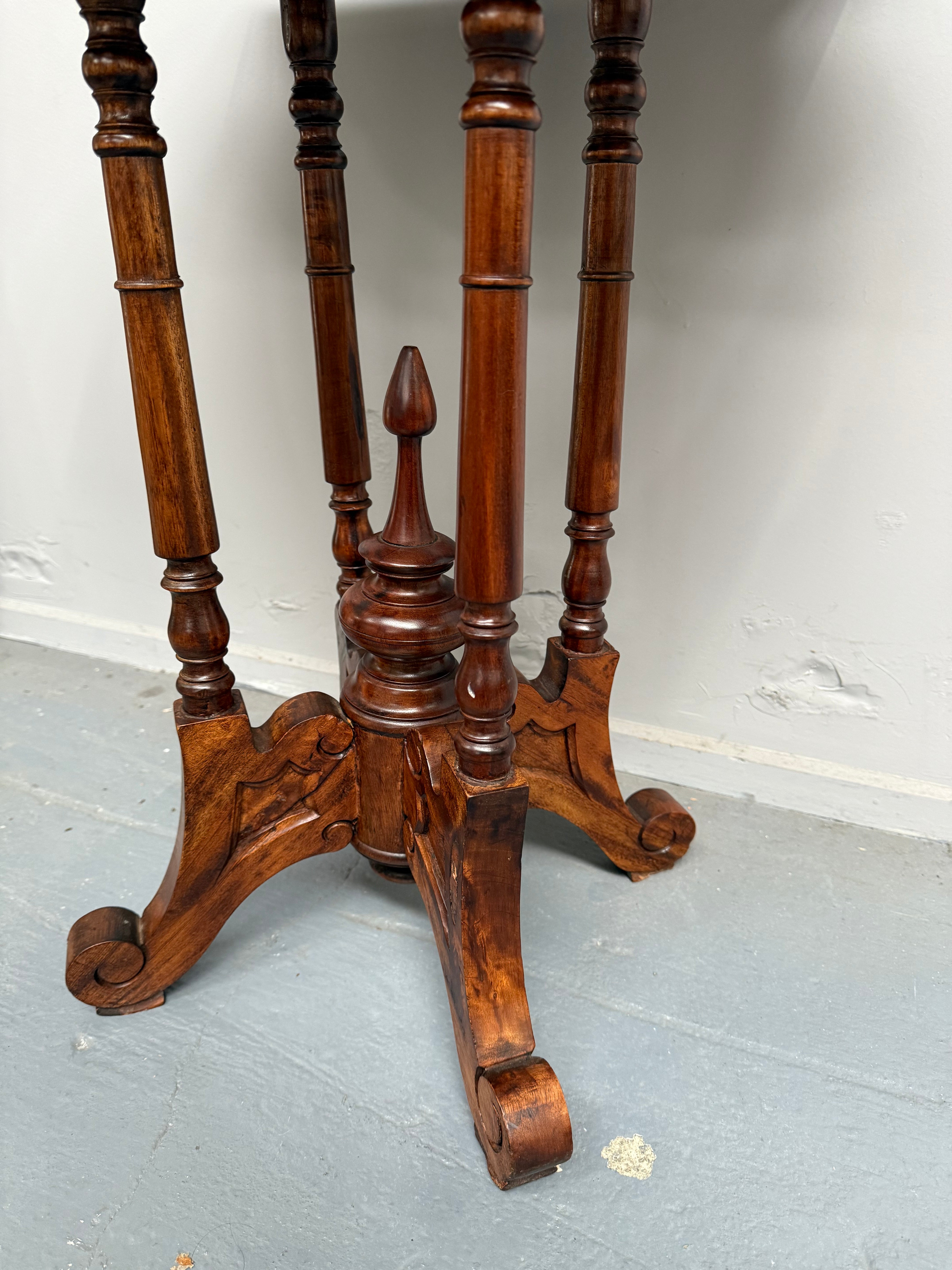 Bevilled Marble Top Mahogany Side Table With Birdcage Base | Antique & Vintage | Moonee Ponds Antiques | Australia Wide Delivery