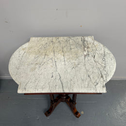 Bevilled Marble Top Mahogany Side Table With Birdcage Base