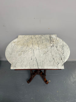 Bevilled Marble Top Mahogany Side Table With Birdcage Base | Antique & Vintage | Moonee Ponds Antiques | Australia Wide Delivery
