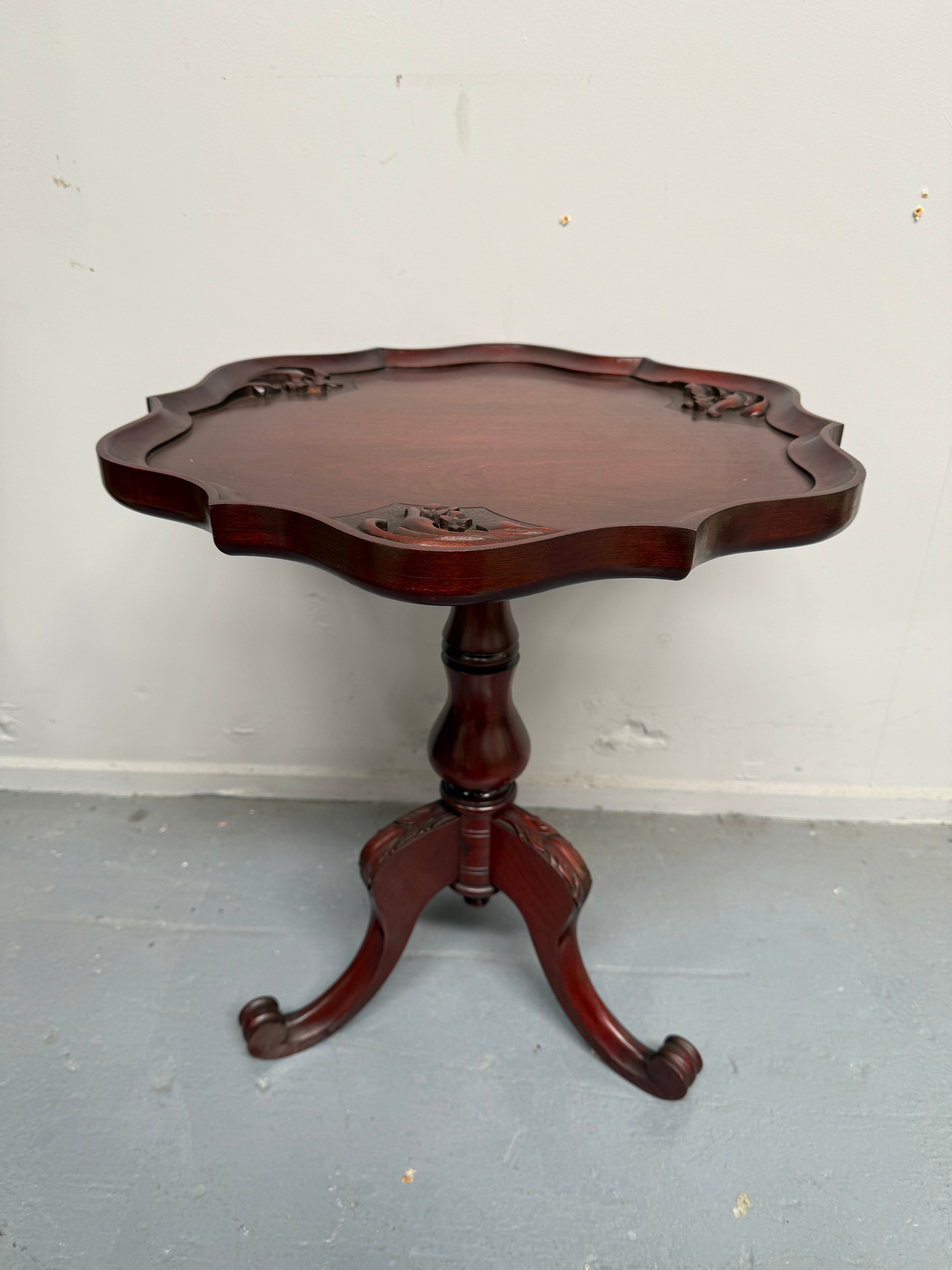 Vintage Mashogany Pie Crust Tea Wine Side Table