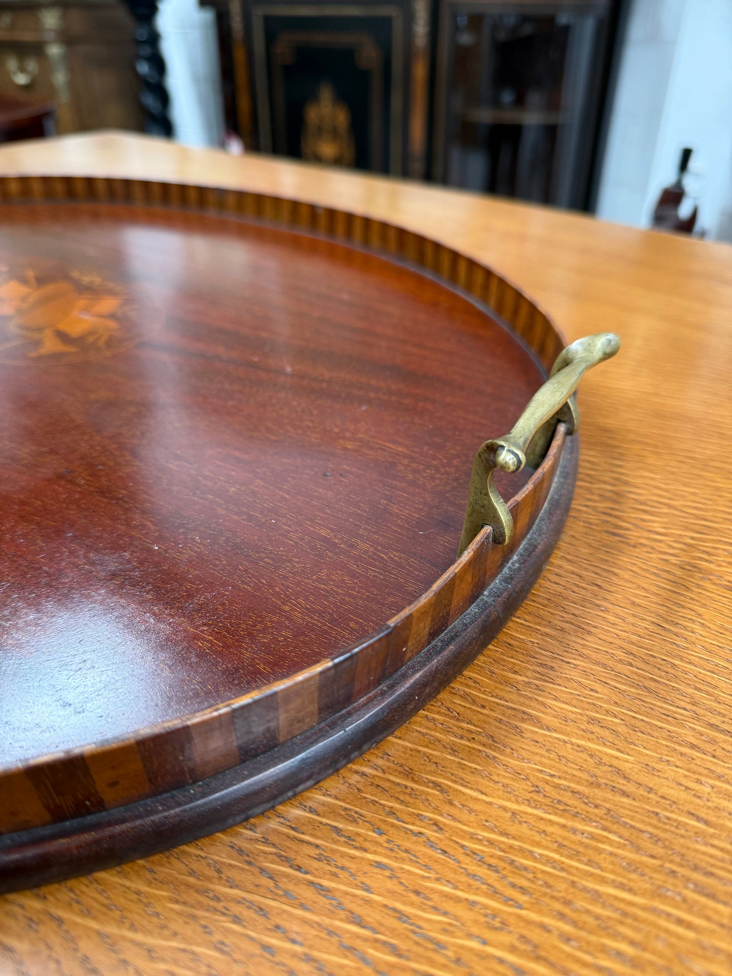 Antique Kidney Shaped Inlaid Tray