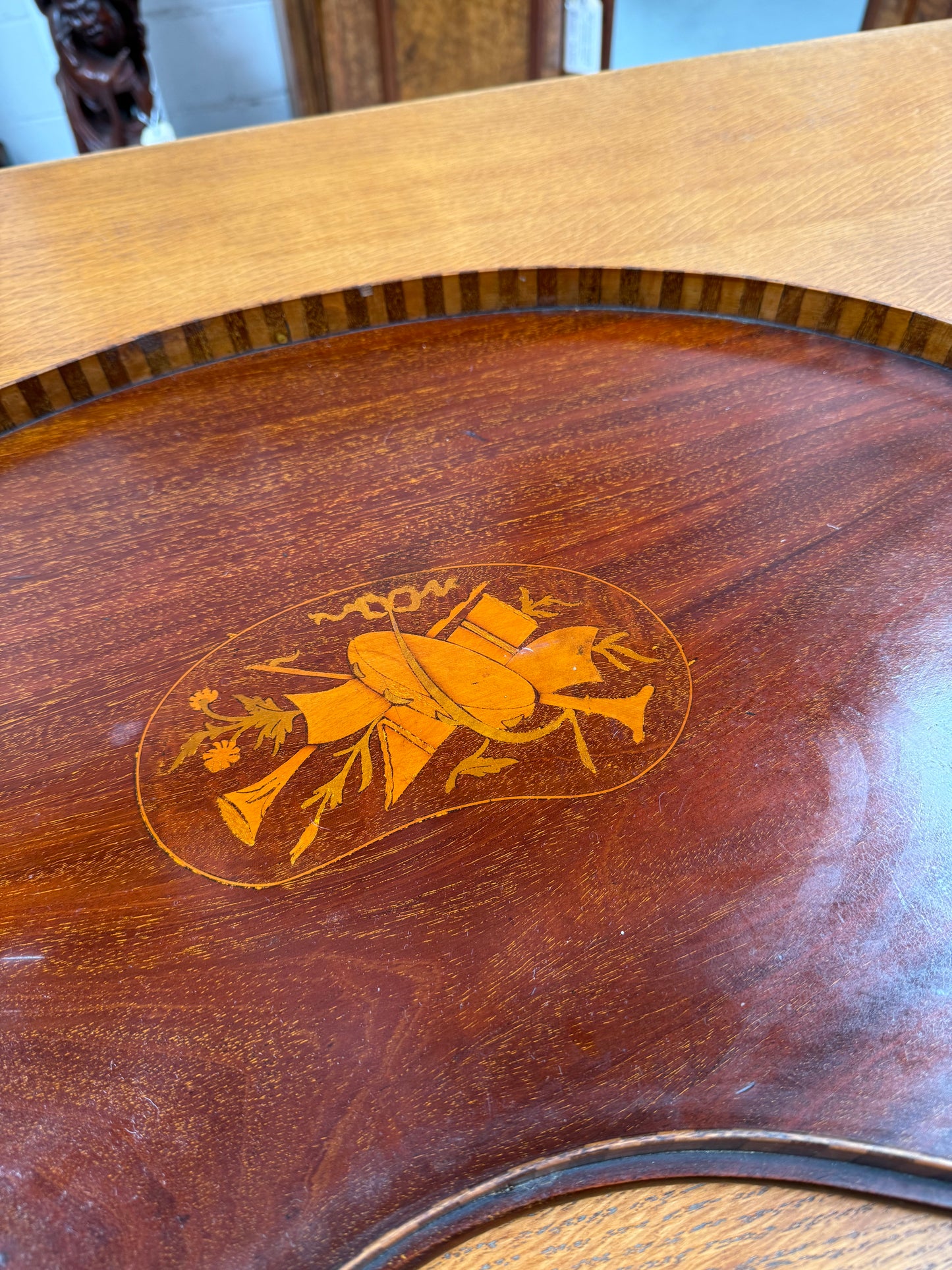 Antique Kidney Shaped Inlaid Tray