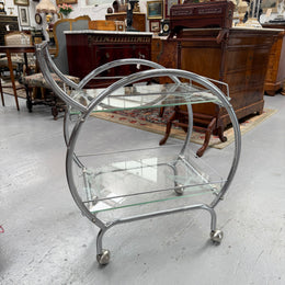 Stunning Art Deco Glass & Chrome Auto Trolley