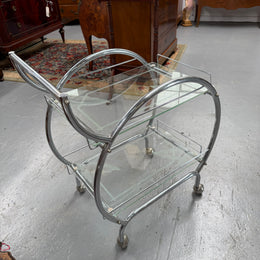Stunning Art Deco Glass & Chrome Auto Trolley