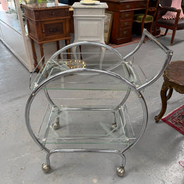 Stunning Art Deco Glass & Chrome Auto Trolley