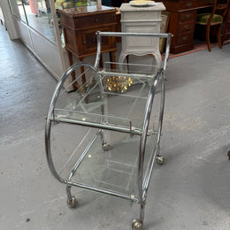 Stunning Art Deco Glass & Chrome Auto Trolley
