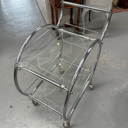 Stunning Art Deco Glass & Chrome Auto Trolley