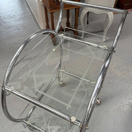 Stunning Art Deco Glass & Chrome Auto Trolley