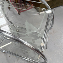 Stunning Art Deco Glass & Chrome Auto Trolley
