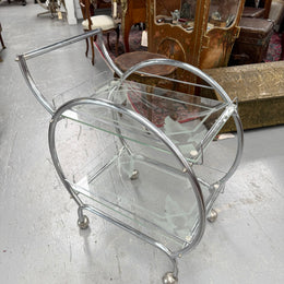 Stunning Art Deco Glass & Chrome Auto Trolley