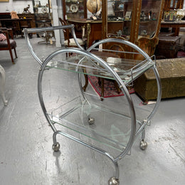 Stunning Art Deco Glass & Chrome Auto Trolley
