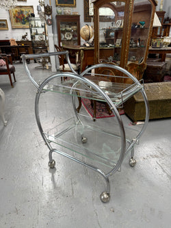 Stunning Art Deco Glass & Chrome Auto Trolley | Antique & Vintage | Moonee Ponds Antiques | Australia Wide Delivery