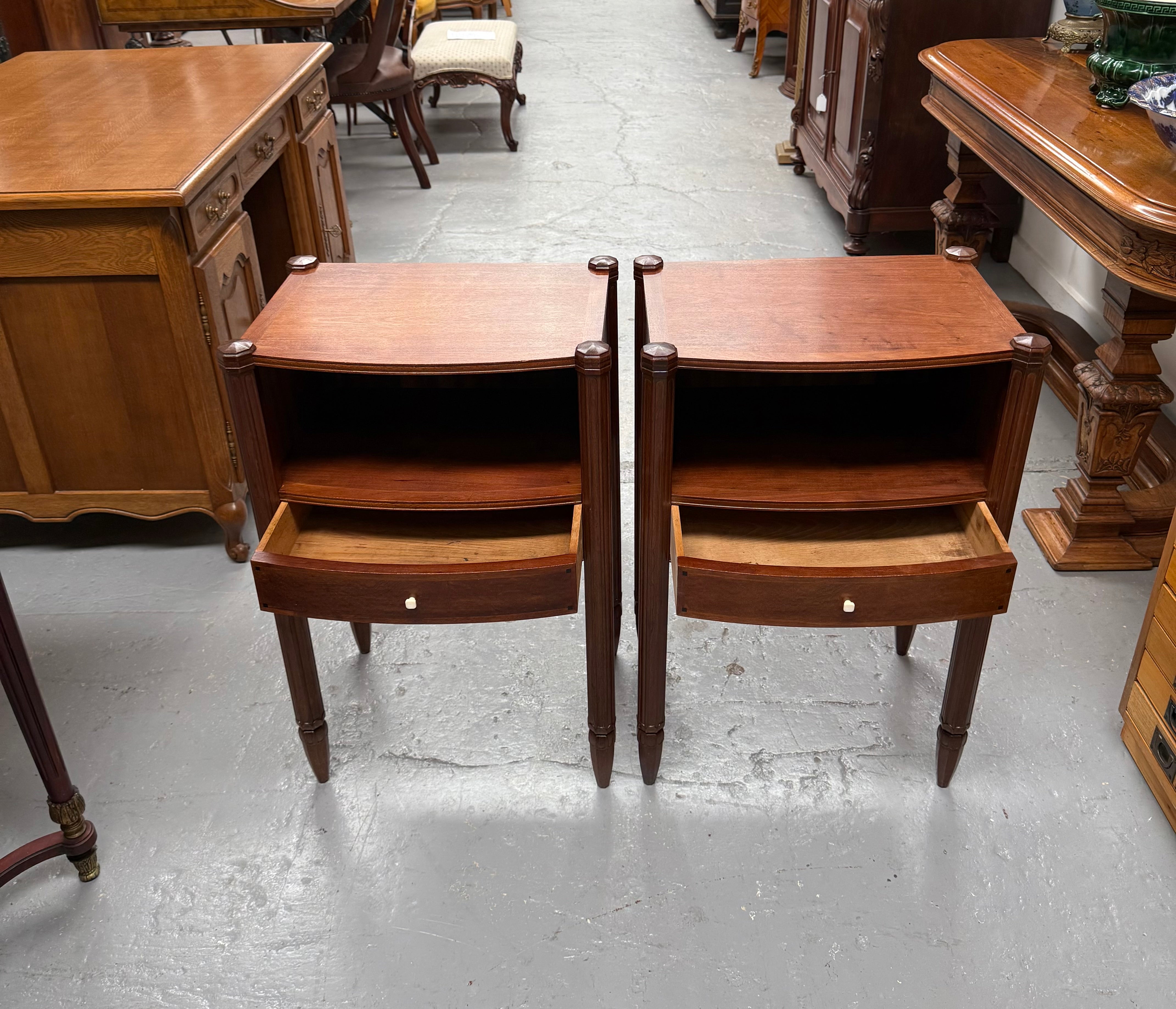 **On Hold** Impressive Pair Of Art Deco Amboyna Bedside Cabinets
