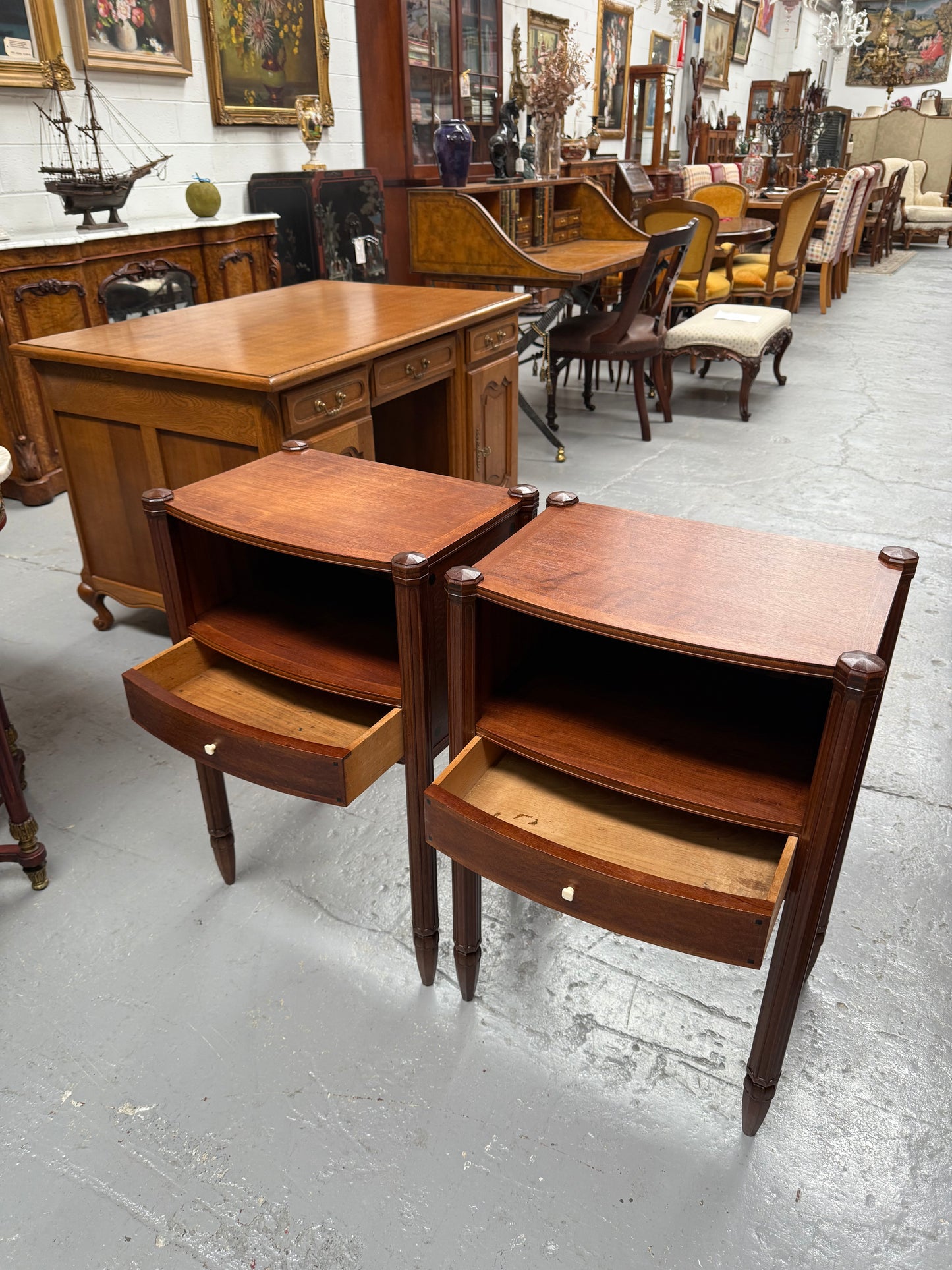 Impressive Pair Of Art Deco Amboyna Bedside Cabinets