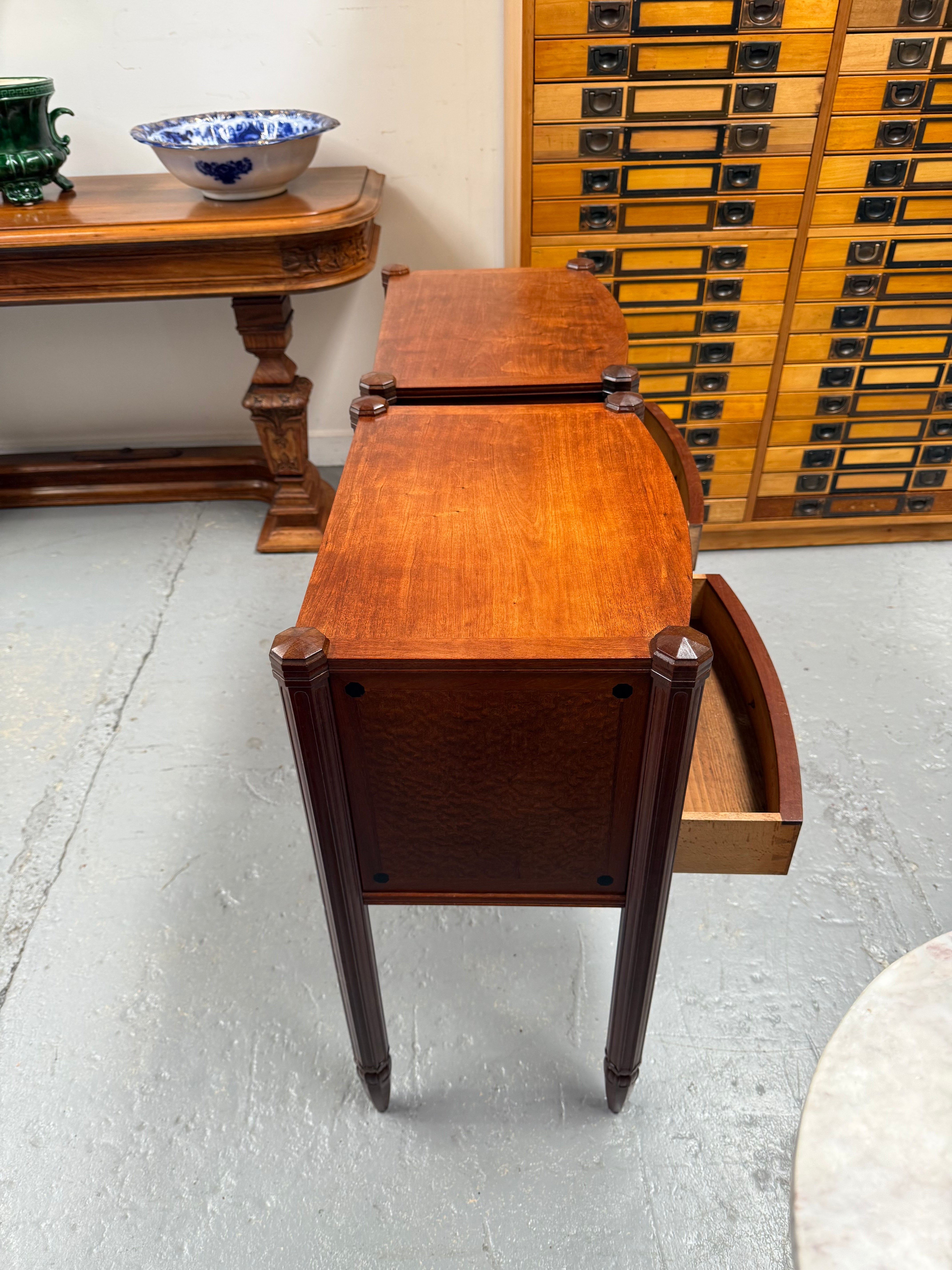 **On Hold** Impressive Pair Of Art Deco Amboyna Bedside Cabinets