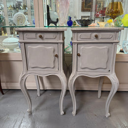 Pair of Louis XVth Style Chalk Painted Bedside cabinets
