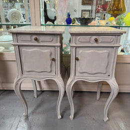 Pair of Louis XVth Style Chalk Painted Bedside cabinets