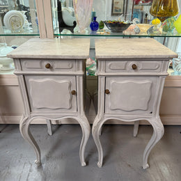 Pair of Louis XVth Style Chalk Painted Bedside cabinets
