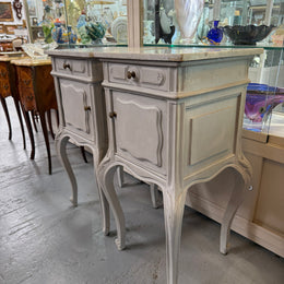 Pair of Louis XVth Style Chalk Painted Bedside cabinets