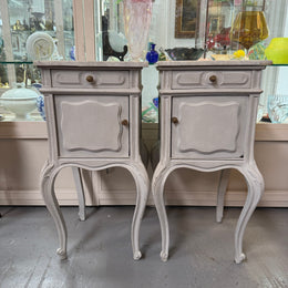 Pair of Louis XVth Style Chalk Painted Bedside cabinets