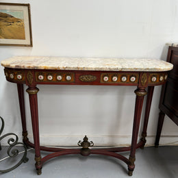 Attractive Mahogany French Style Marble Top Console Table