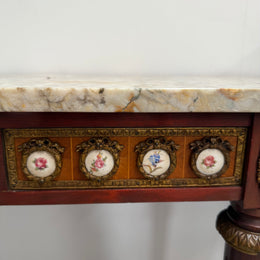 Attractive Mahogany French Style Marble Top Console Table