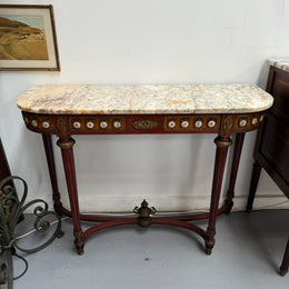 Attractive Mahogany French Style Marble Top Console Table
