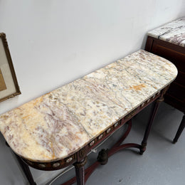 Attractive Mahogany French Style Marble Top Console Table