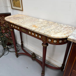 Attractive Mahogany French Style Marble Top Console Table