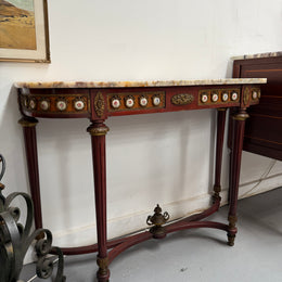 Attractive Mahogany French Style Marble Top Console Table