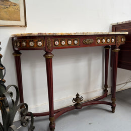 Attractive Mahogany French Style Marble Top Console Table