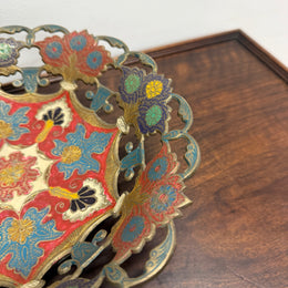 Vintage Hand Enamelled Brass Bowl