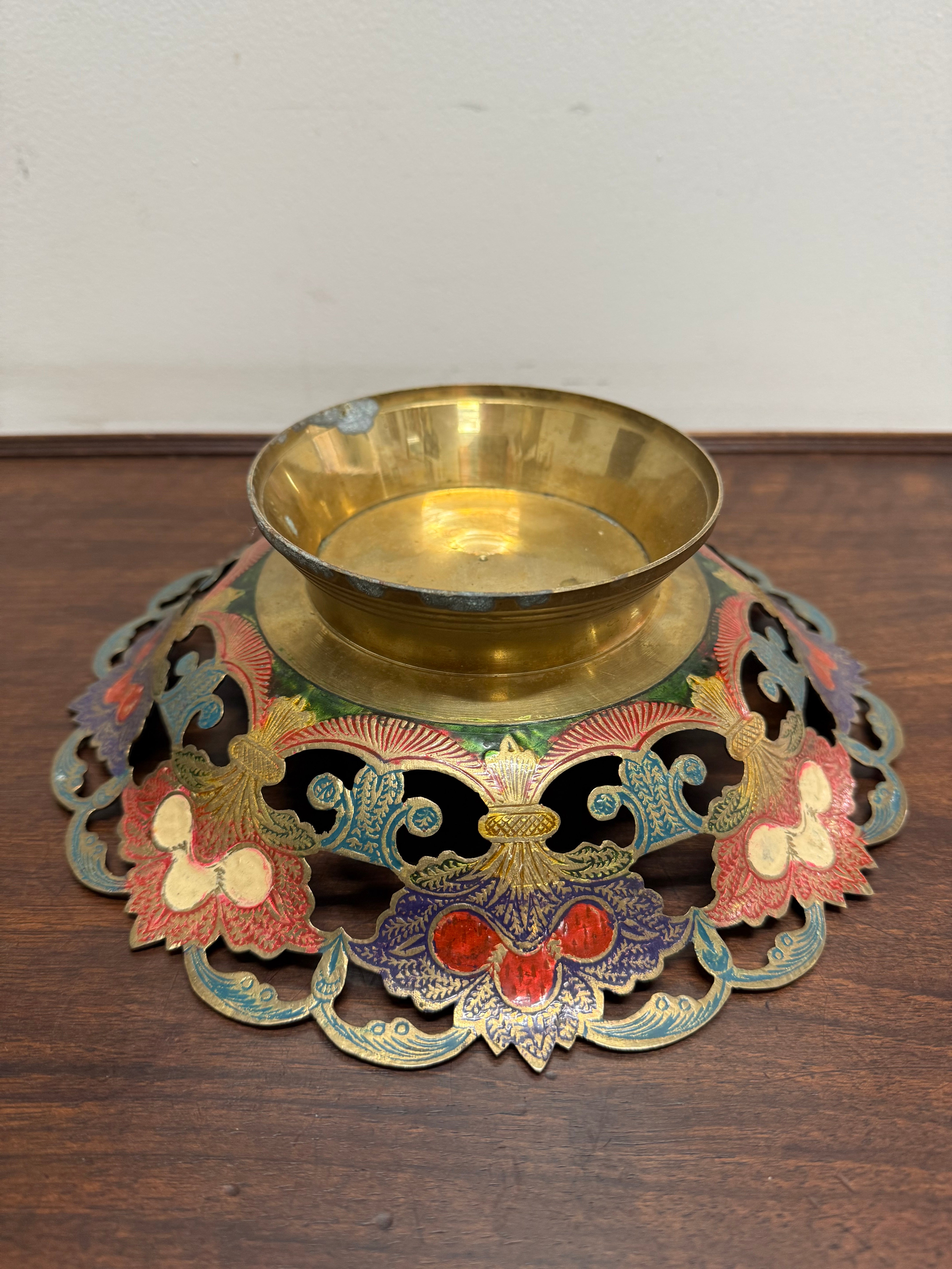 Vintage Hand Enamelled Brass Bowl | Antique & Vintage | Moonee Ponds Antiques | Australia Wide Delivery