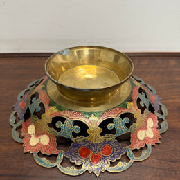 Vintage Hand Enamelled Brass Bowl
