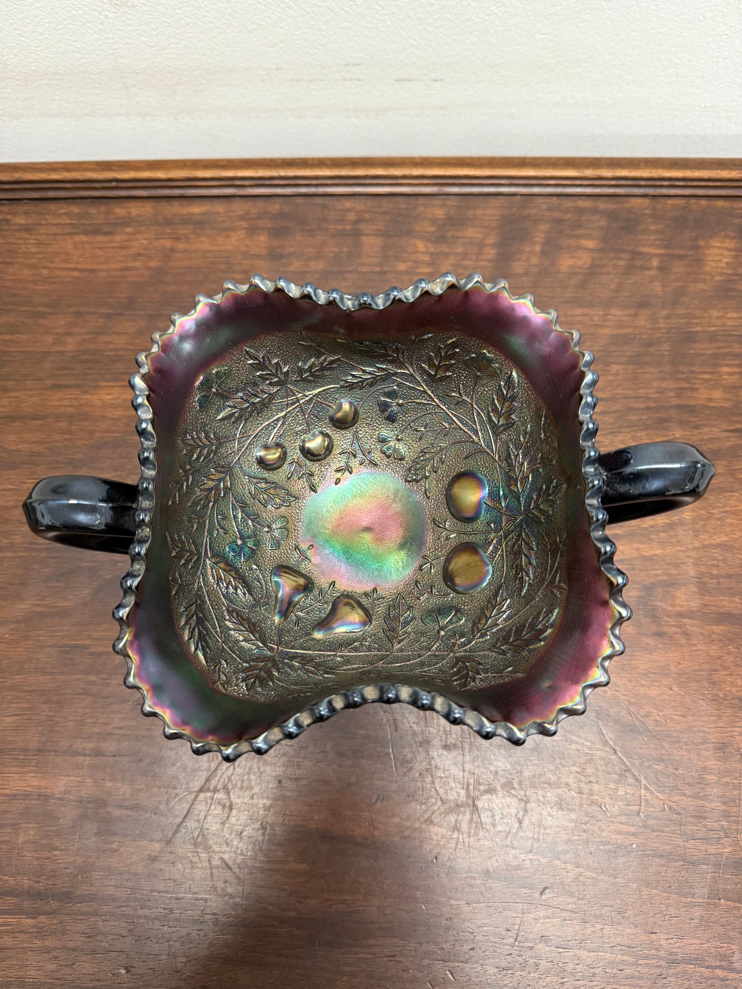 Vintage Carnival Glass Northwood Fruits & Berries Bowl