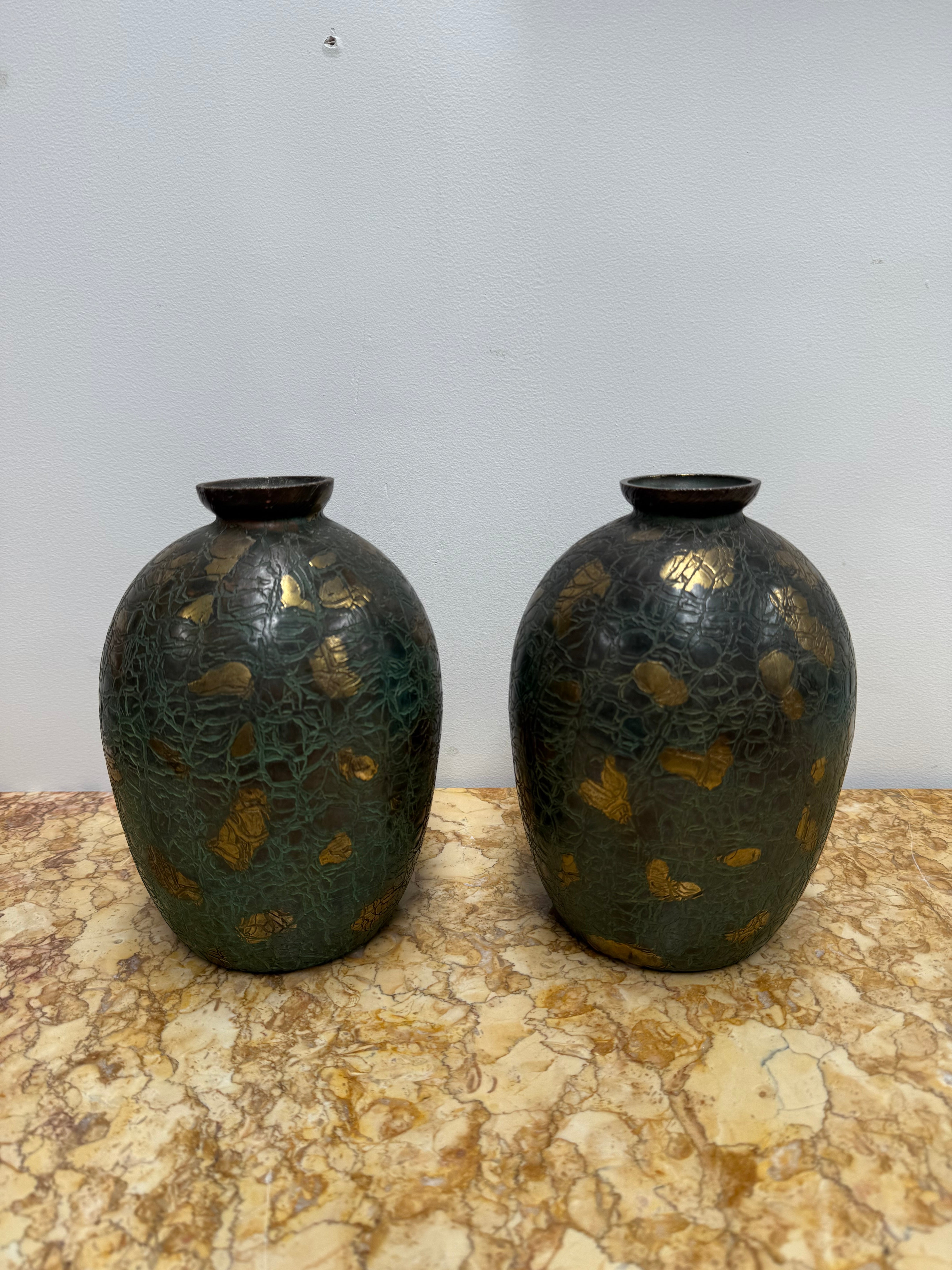 Pair of Vintage Japanese Green/Gilt Vases | Antique & Vintage | Moonee Ponds Antiques | Australia Wide Delivery