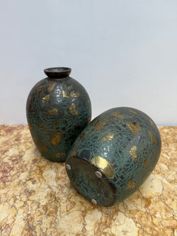 Pair of Vintage Japanese Green/Gilt Vases | Antique & Vintage | Moonee Ponds Antiques | Australia Wide Delivery