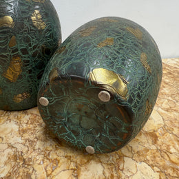 Pair of Vintage Japanese Green/Gilt Vases