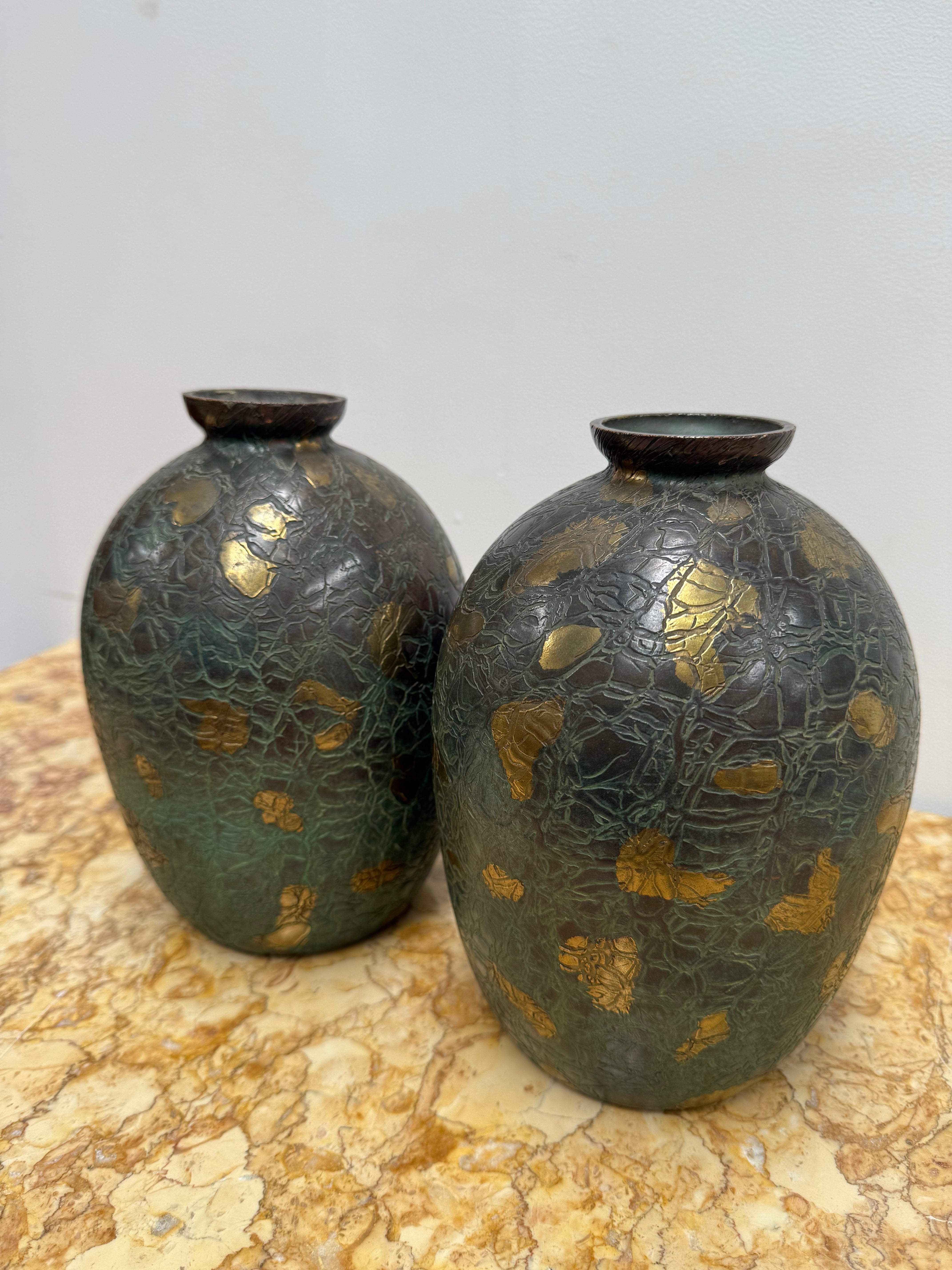 Pair of Vintage Japanese Green/Gilt Vases | Antique & Vintage | Moonee Ponds Antiques | Australia Wide Delivery