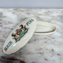Vintage China Crested Ware Hair Pin Box