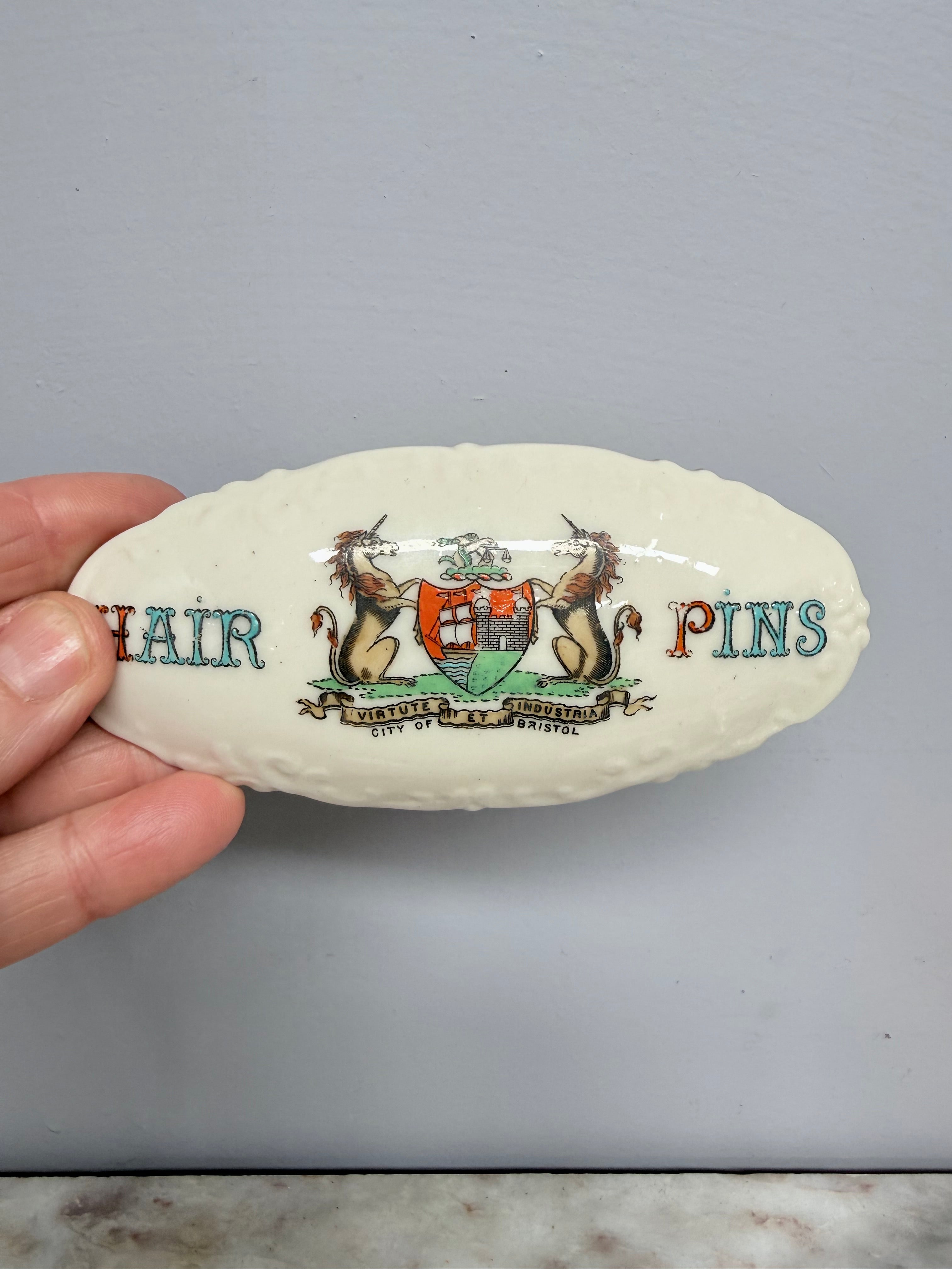 Vintage China Crested Ware Hair Pin Box | Antique & Vintage | Moonee Ponds Antiques | Australia Wide Delivery