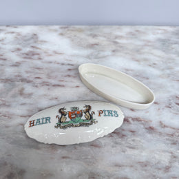 Vintage China Crested Ware Hair Pin Box