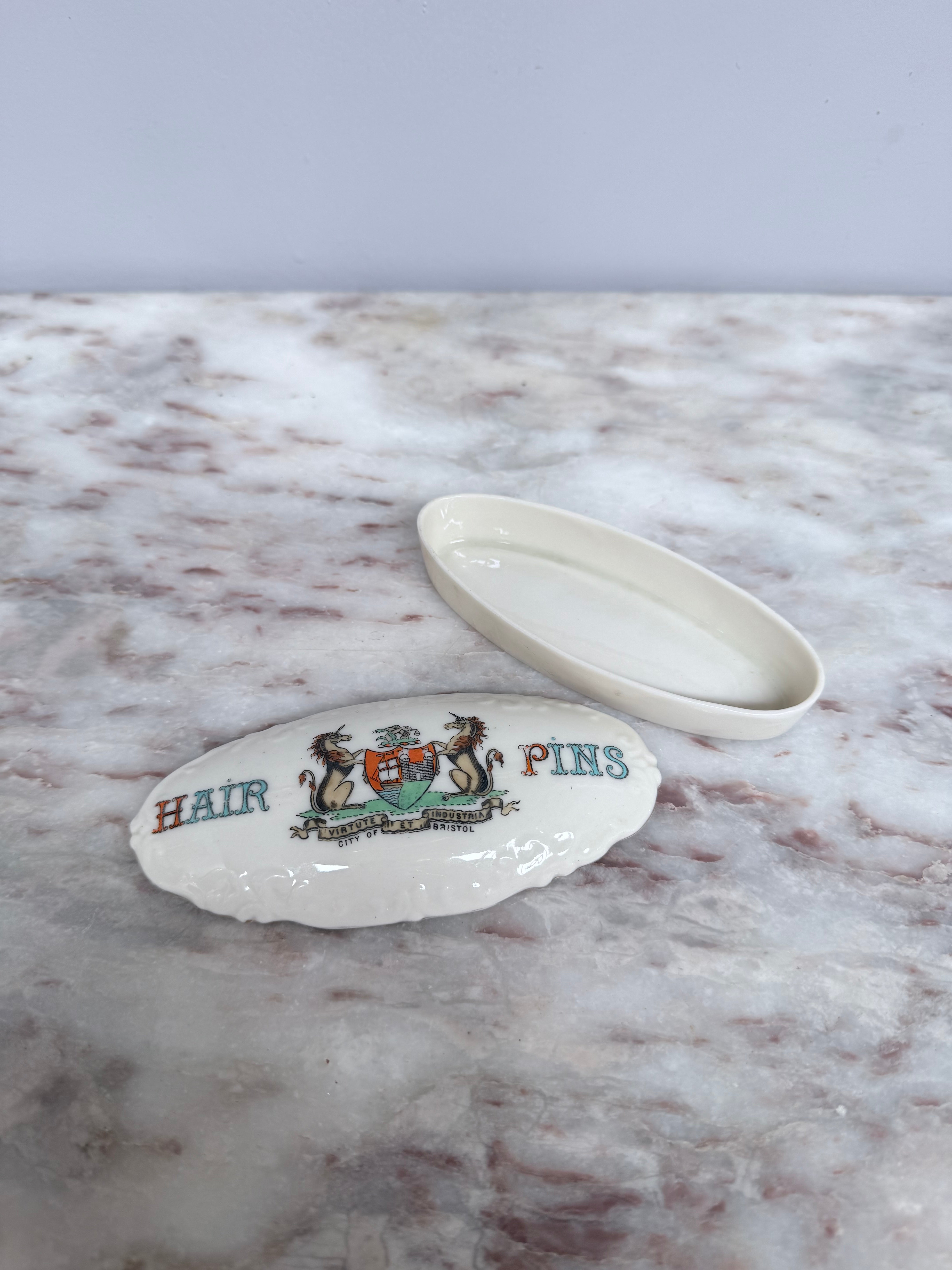 Vintage China Crested Ware Hair Pin Box | Antique & Vintage | Moonee Ponds Antiques | Australia Wide Delivery
