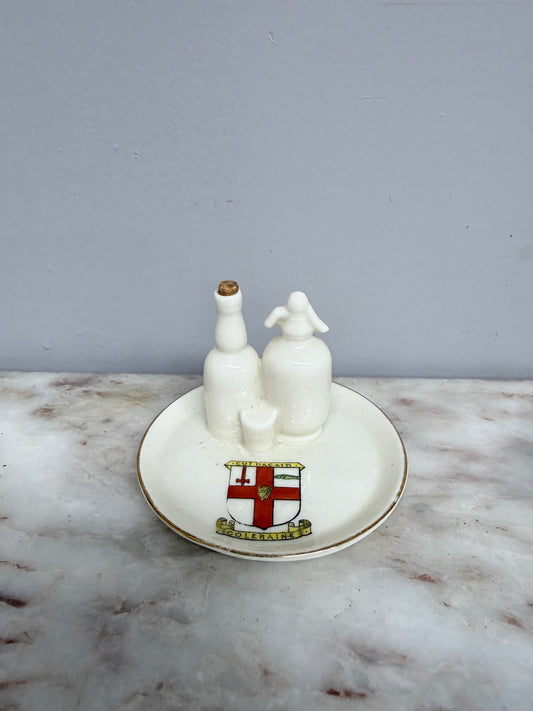 Rare "Goss" Crested China Ware Tray, Bottle & Syphon