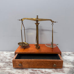 Vintage Brass Balance Scale Set With Weights